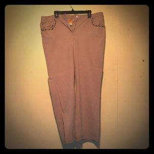 Khaki Pants with Pocket Decoration